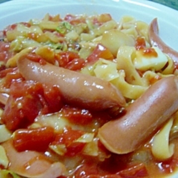 簡単☆ソーセージと白菜のトマトパスタ